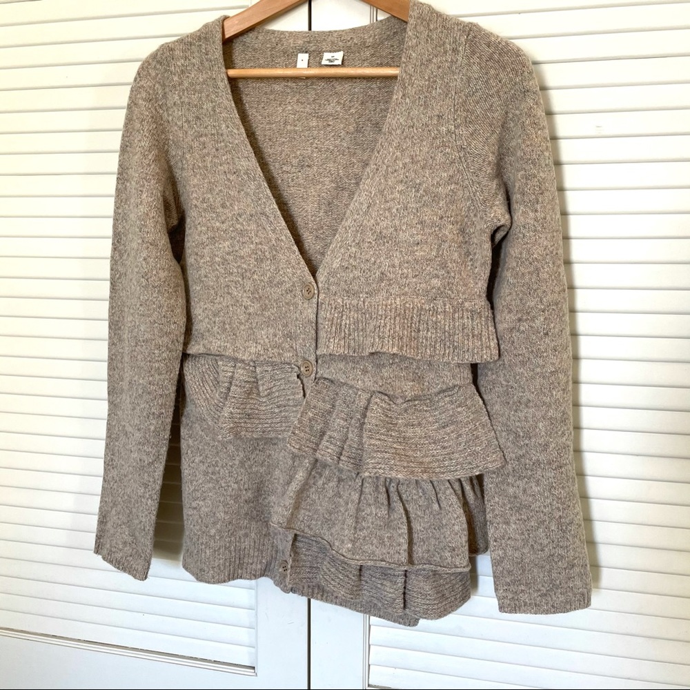 Anthropologie Moth Wool Blend V-Neck Cardigan Sweater Size S